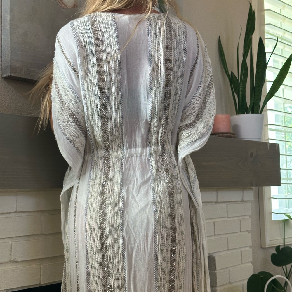 Surf Gypsy White and Silver Asymmetrical Dress